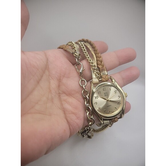 NY&C Wrap WristWatch Watch Womens Multi Strand Gold Tone Analog Jewelry Costume - Picture 6 of 14